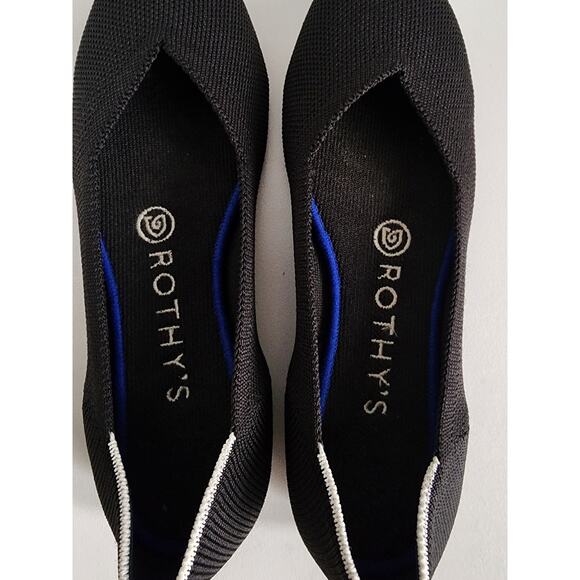 Rothy's Flat Round Signature Flats Shoes Black White Halo RETIRED Women’s Sz 6 - Picture 5 of 8